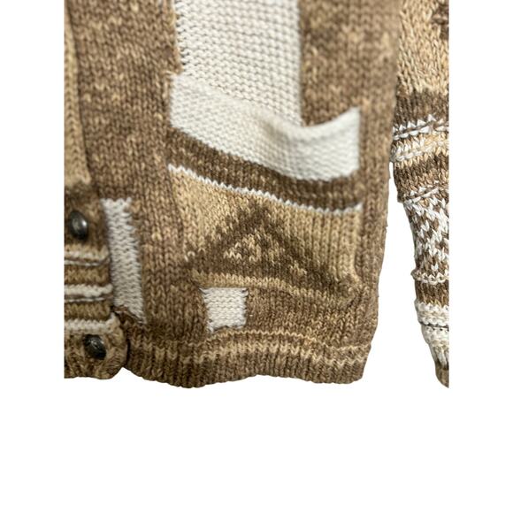Polo Ralph Lauren Womens Patchwork Aztec Linen Blend Cardigan Sz S Tan Western - Picture 4 of 13